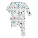 Kickee Pants Bamboo Print Footie with Snaps