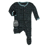 Kickee Pants Bamboo Print Footie with Snaps