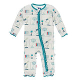 KicKee Pants Bamboo Print Muffin Ruffle Coverall with Zipper