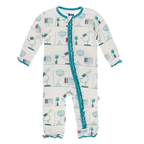 KicKee Pants Bamboo Print Muffin Ruffle Coverall with Zipper