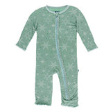 KicKee Pants Bamboo Print Muffin Ruffle Coverall with Zipper