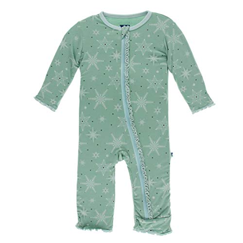 KicKee Pants Bamboo Print Muffin Ruffle Coverall with Zipper