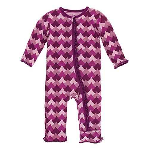 KicKee Pants Bamboo Print Muffin Ruffle Coverall with Zipper