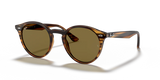 Ray-Ban RB2180 Round Unisex Lifestyle Sunglasses - Striped Red Havana / Dark Brown Lens