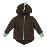 Kickee Pants Kid's Solid Fleece Zip-Front Dino Hoodie