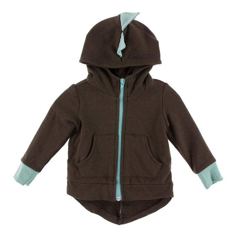 Kickee Pants Kid's Solid Fleece Zip-Front Dino Hoodie