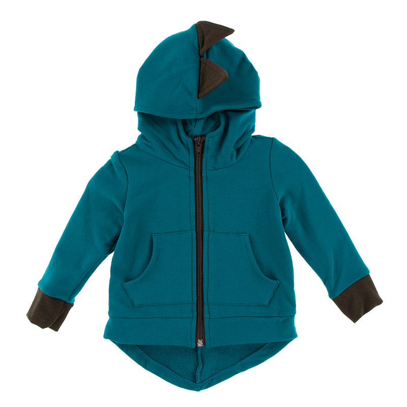 Kickee Pants Kid's Solid Fleece Zip-Front Dino Hoodie