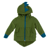 Kickee Pants Kid's Solid Fleece Zip-Front Dino Hoodie