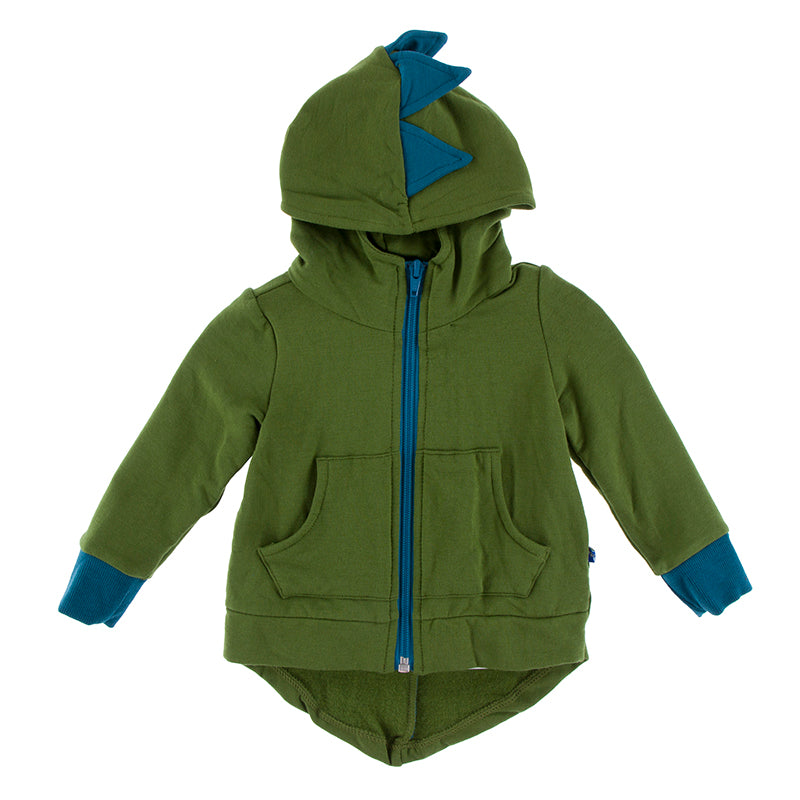 Kickee Pants Kid's Solid Fleece Zip-Front Dino Hoodie