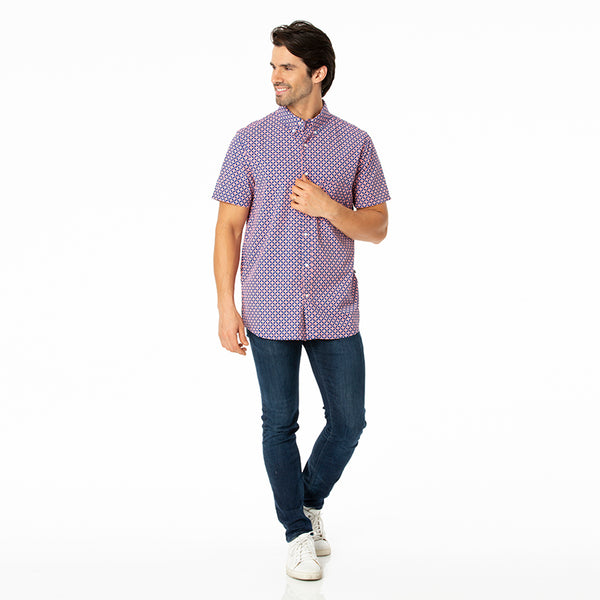 Kickee Pants Men's Print Short Sleeve Woven Button Down Shirt