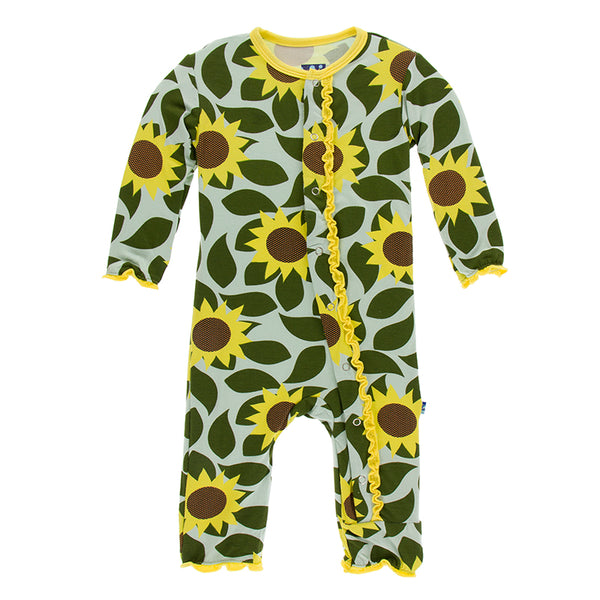 Kickee Pants Print Muffin Ruffle Coverall with Snaps
