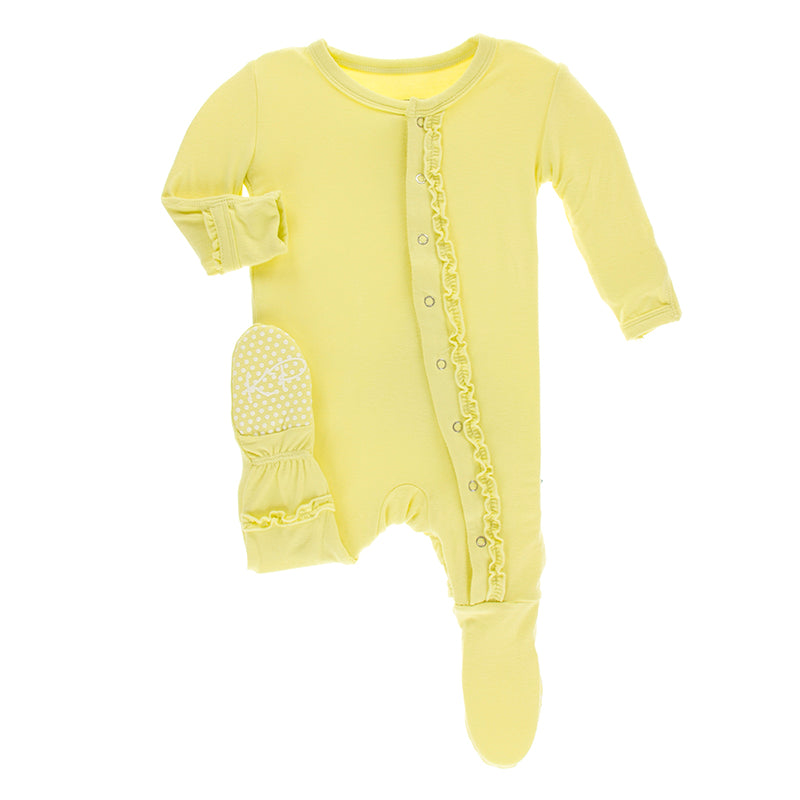 Kickee Pants Solid Muffin Ruffle Footie with Snaps
