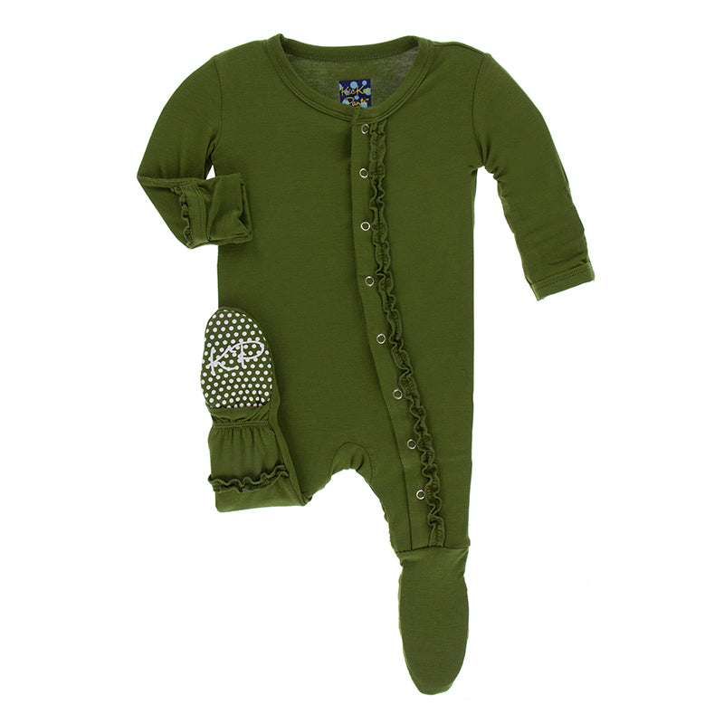Kickee Pants Solid Muffin Ruffle Footie with Snaps