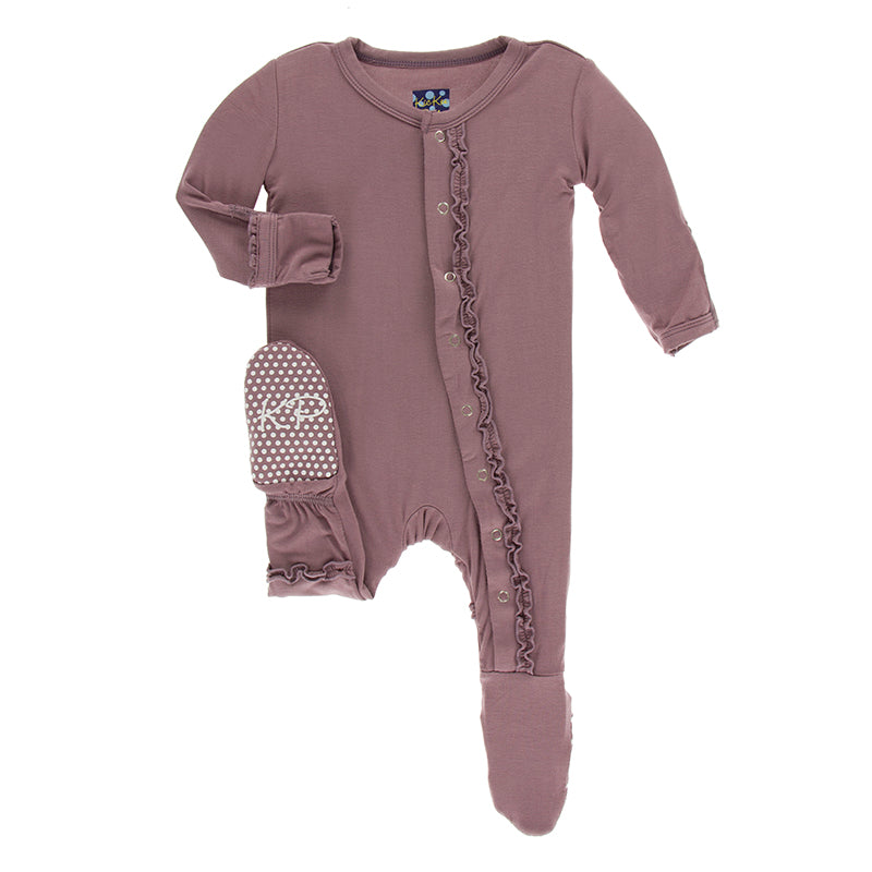 Kickee Pants Solid Muffin Ruffle Footie with Snaps
