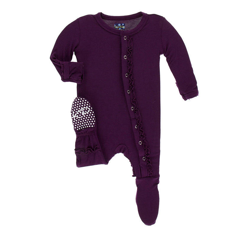 Kickee Pants Solid Muffin Ruffle Footie with Snaps
