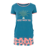 Kickee Pants Women's Print Short Sleeve Fitted Pajama Set with Shorts