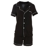 Kickee Pants Women's Solid Short Sleeve Collared Pajama Set with Shorts