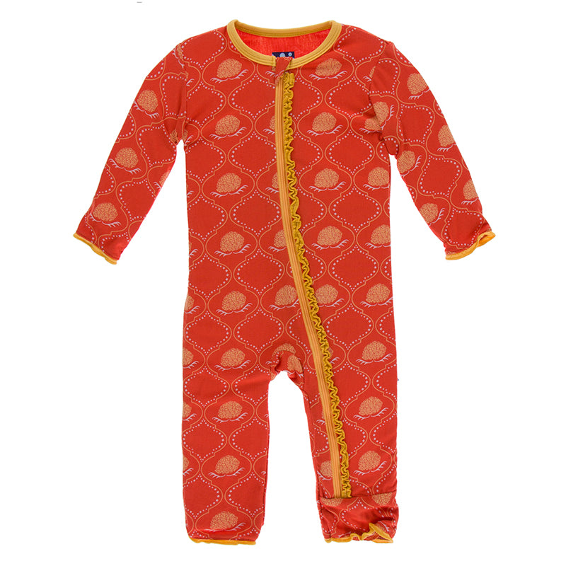 Kickee Pants Print Muffin Ruffle Coverall with Zipper