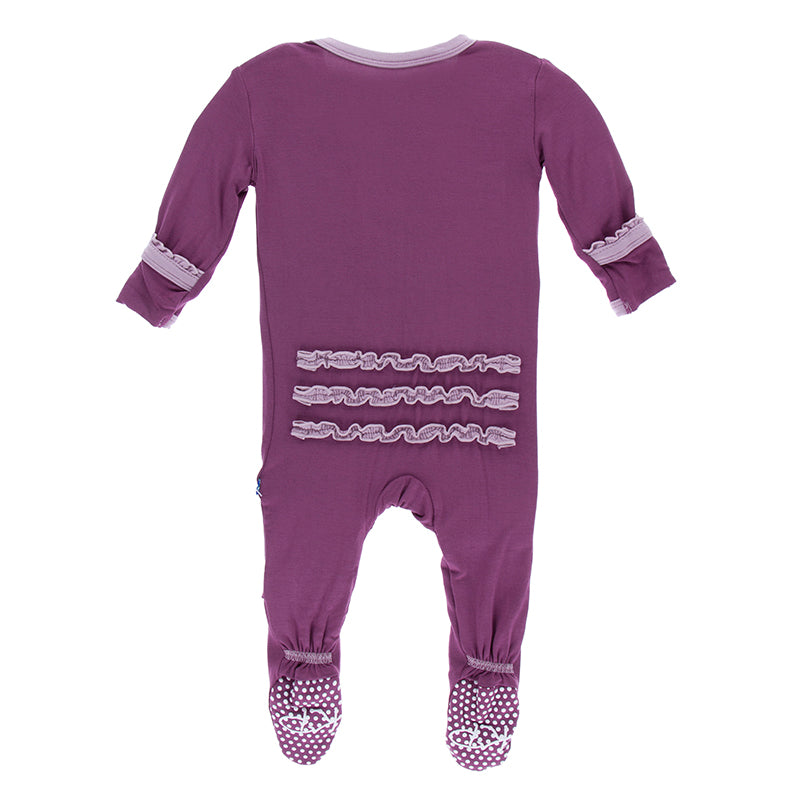 Kickee Pants Solid Muffin Ruffle Footie with Zipper