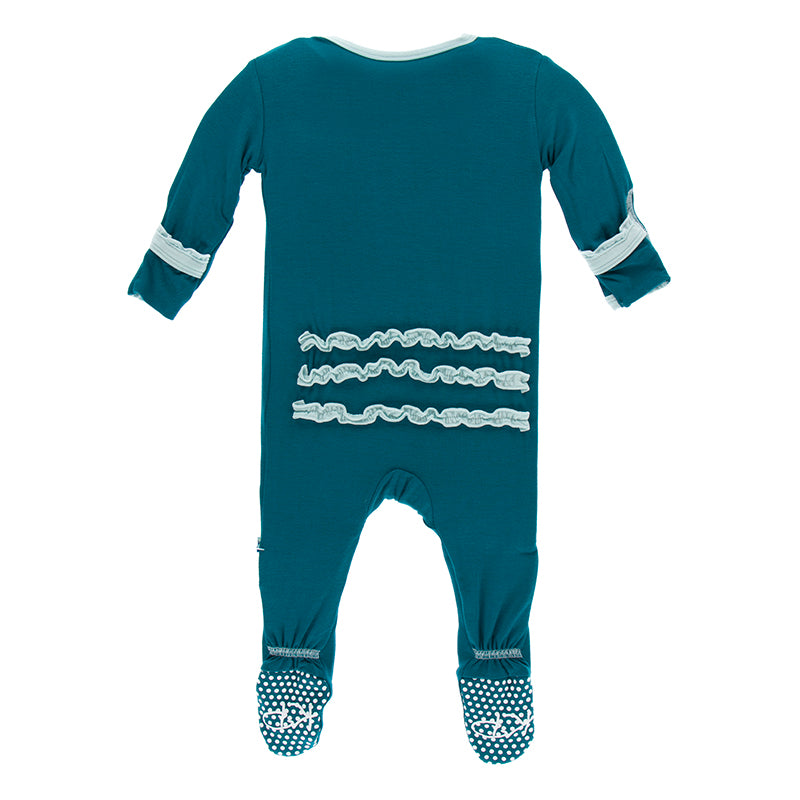 Kickee Pants Solid Muffin Ruffle Footie with Zipper