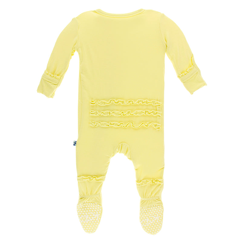 Kickee Pants Solid Muffin Ruffle Footie with Zipper