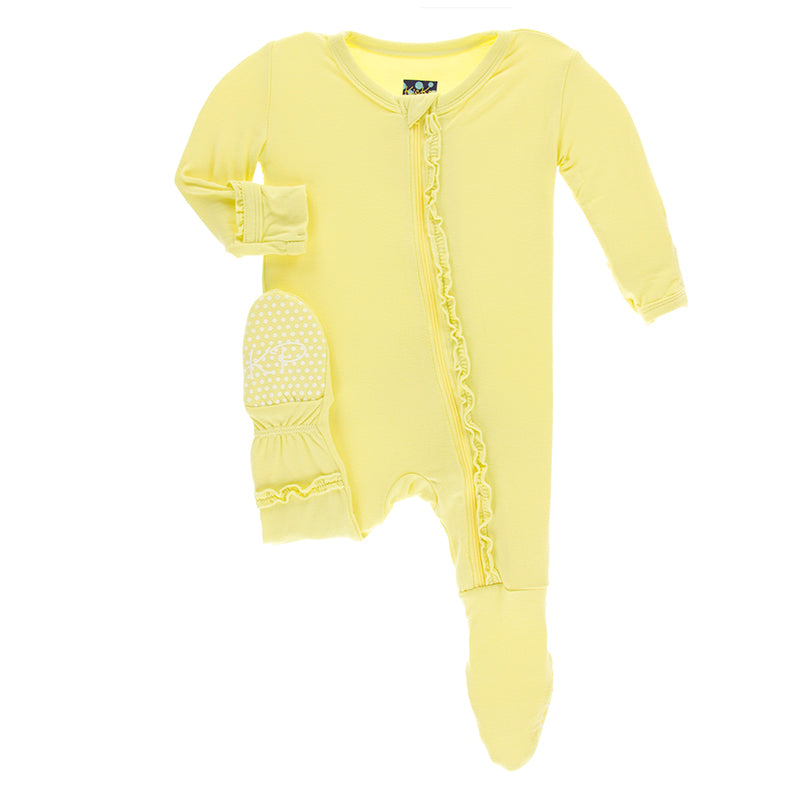 Kickee Pants Solid Muffin Ruffle Footie with Zipper