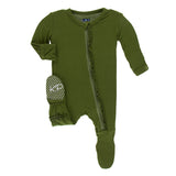 Kickee Pants Solid Muffin Ruffle Footie with Zipper