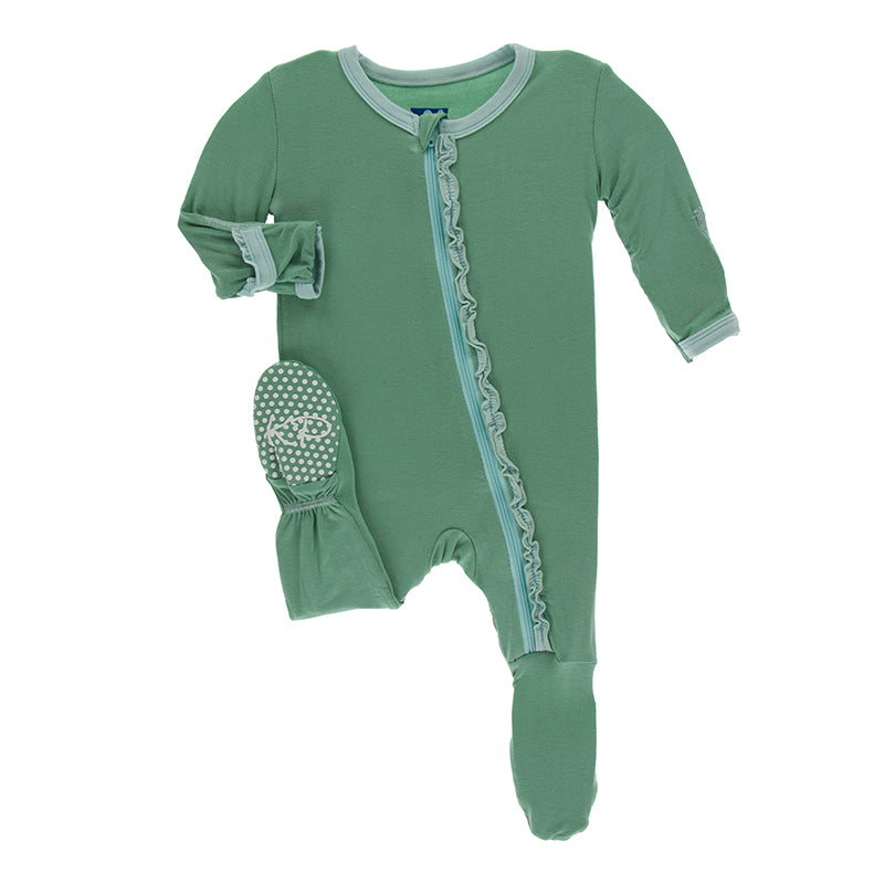 Kickee Pants Solid Muffin Ruffle Footie with Zipper