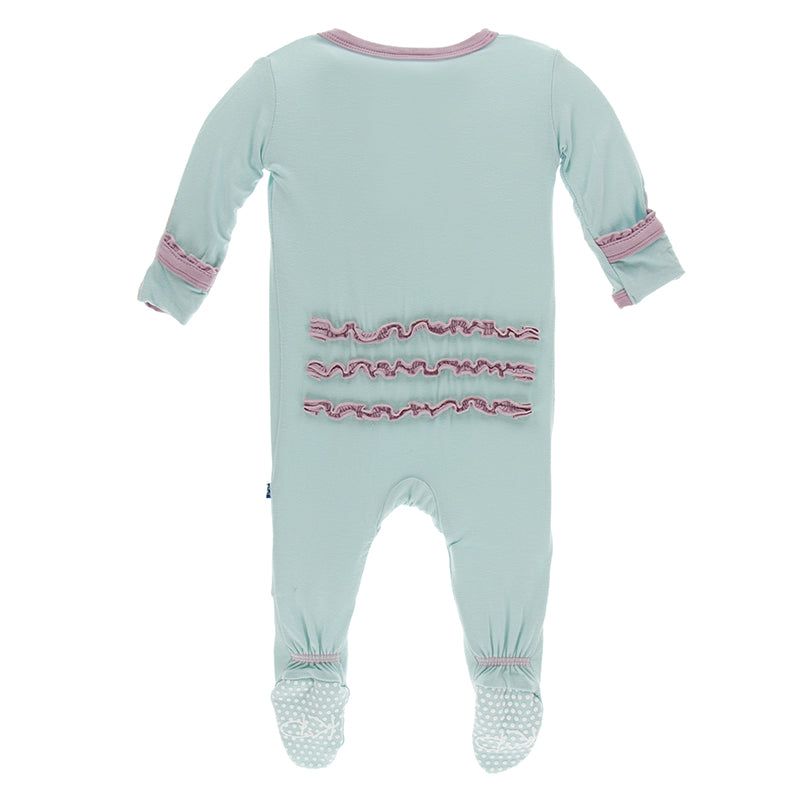 Kickee Pants Solid Muffin Ruffle Footie with Zipper