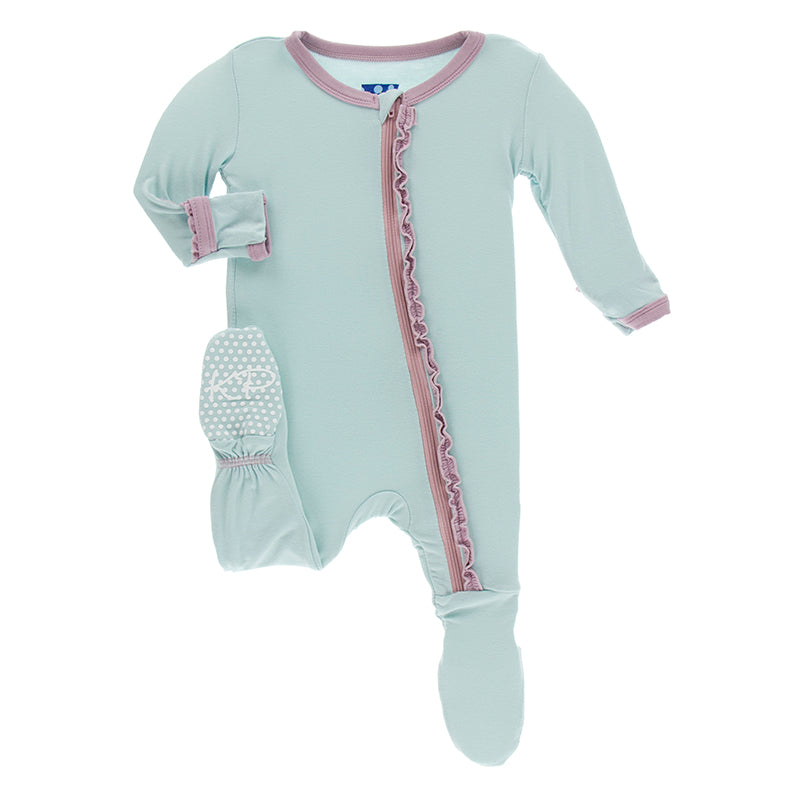 Kickee Pants Solid Muffin Ruffle Footie with Zipper