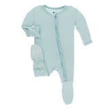 Kickee Pants Solid Muffin Ruffle Footie with Zipper