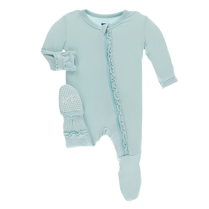 Kickee Pants Solid Muffin Ruffle Footie with Zipper