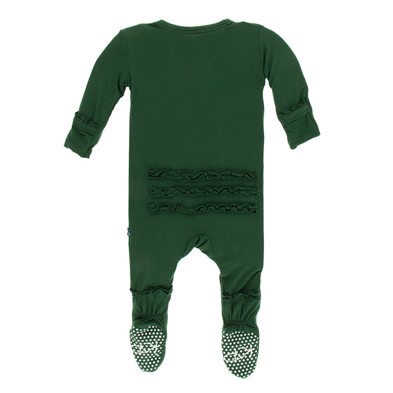 Kickee Pants Solid Muffin Ruffle Footie with Zipper