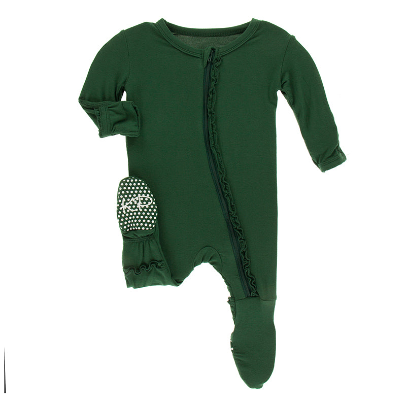 Kickee Pants Solid Muffin Ruffle Footie with Zipper