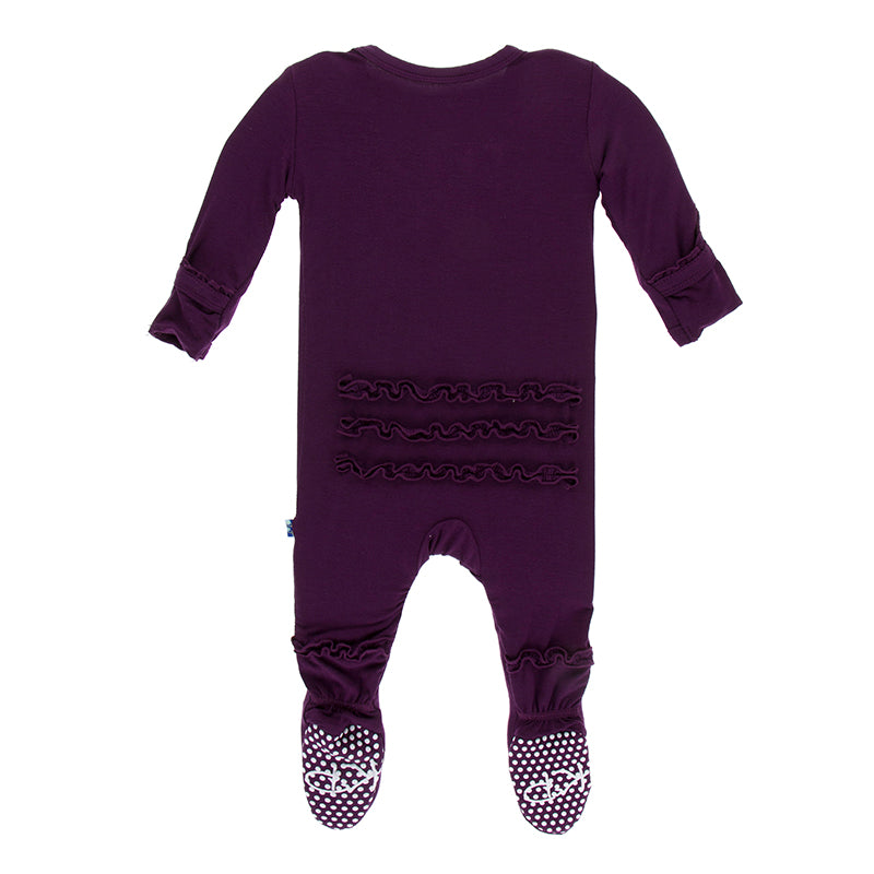 Kickee Pants Solid Muffin Ruffle Footie with Zipper