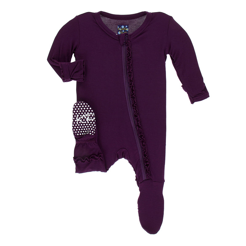 Kickee Pants Solid Muffin Ruffle Footie with Zipper