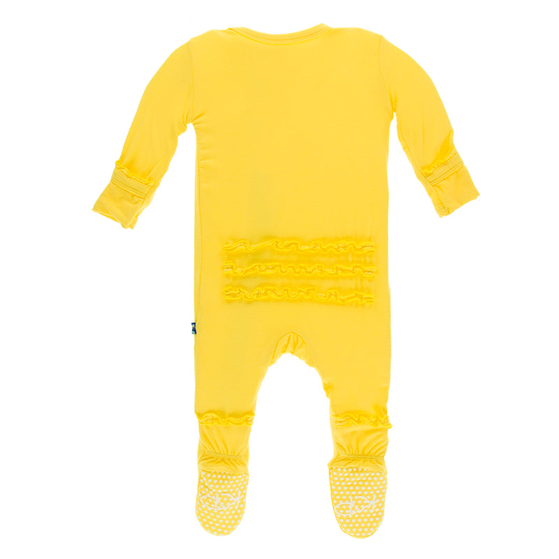 Kickee Pants Solid Muffin Ruffle Footie with Zipper