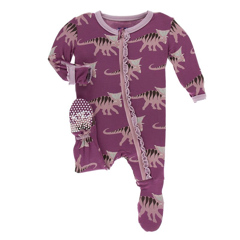 Kickee Pants Print Muffin Ruffle Footie with Zipper