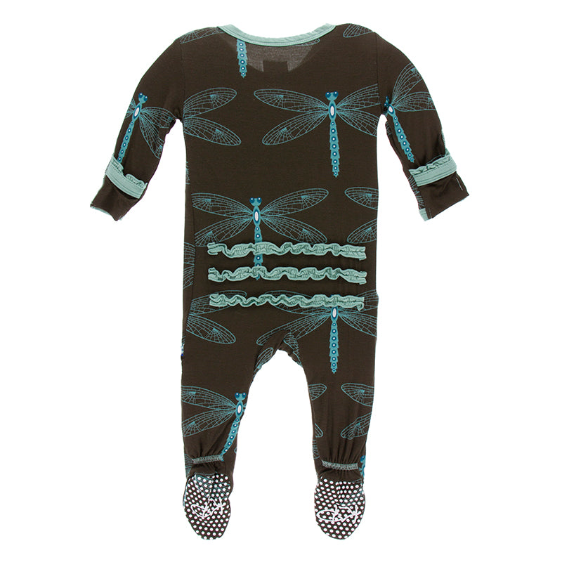 Kickee Pants Print Muffin Ruffle Footie with Zipper