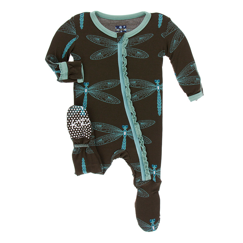 Kickee Pants Print Muffin Ruffle Footie with Zipper