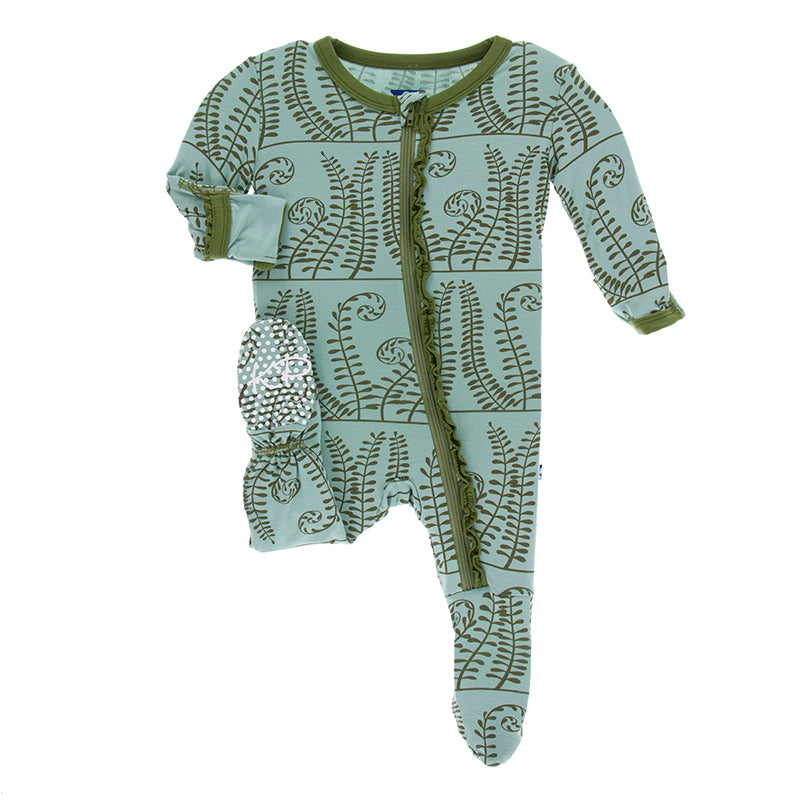 Kickee Pants Print Muffin Ruffle Footie with Zipper