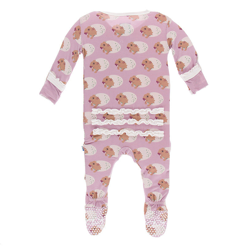 Kickee Pants Print Muffin Ruffle Footie with Zipper