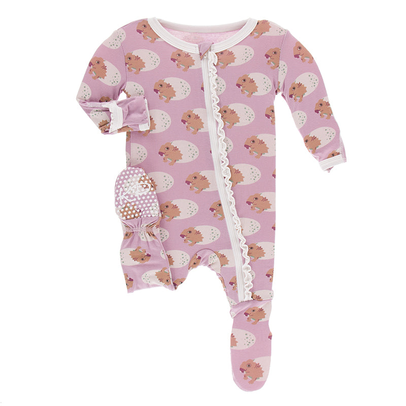 Kickee Pants Print Muffin Ruffle Footie with Zipper
