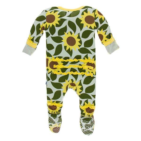 Kickee Pants Print Muffin Ruffle Footie with Zipper