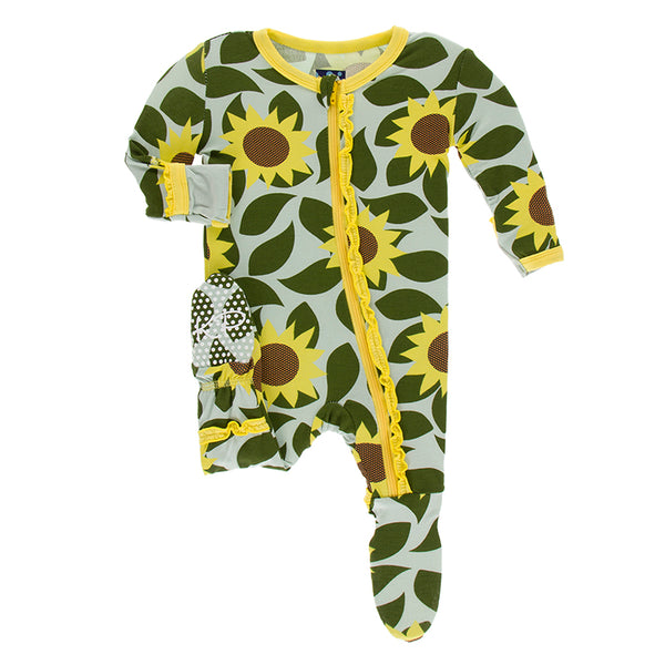 Kickee Pants Print Muffin Ruffle Footie with Zipper