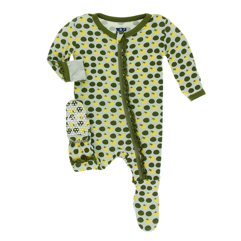Kickee Pants Print Muffin Ruffle Footie with Zipper