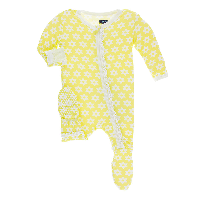 Kickee Pants Print Muffin Ruffle Footie with Zipper