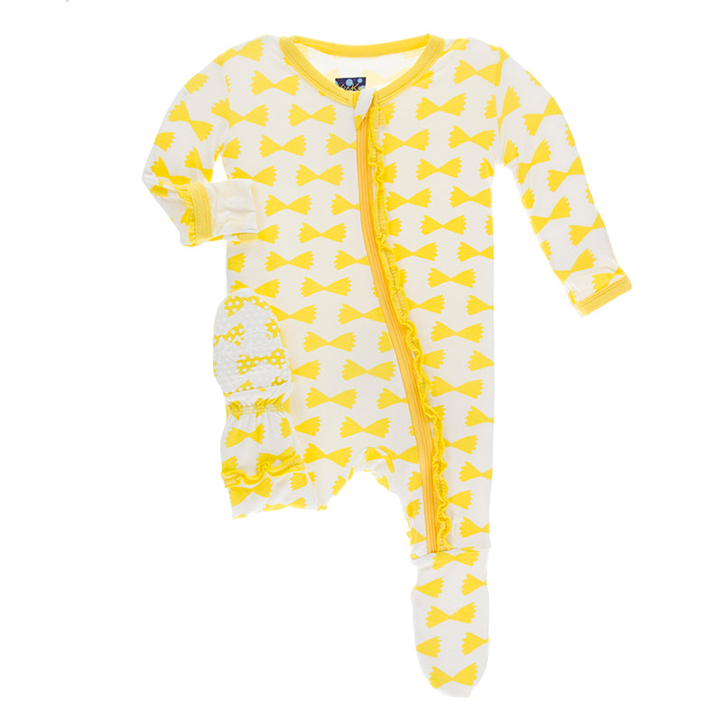 Kickee Pants Print Muffin Ruffle Footie with Zipper