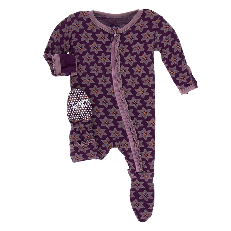 Kickee Pants Print Muffin Ruffle Footie with Zipper
