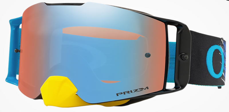 Oakley Front Line MX Dirt Bike MTB Goggles Blue Black Strap  Yellow Nose Pad
